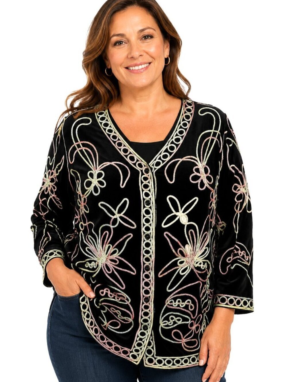 Lauren Michelle Long Cardigan Soutache Ribbon